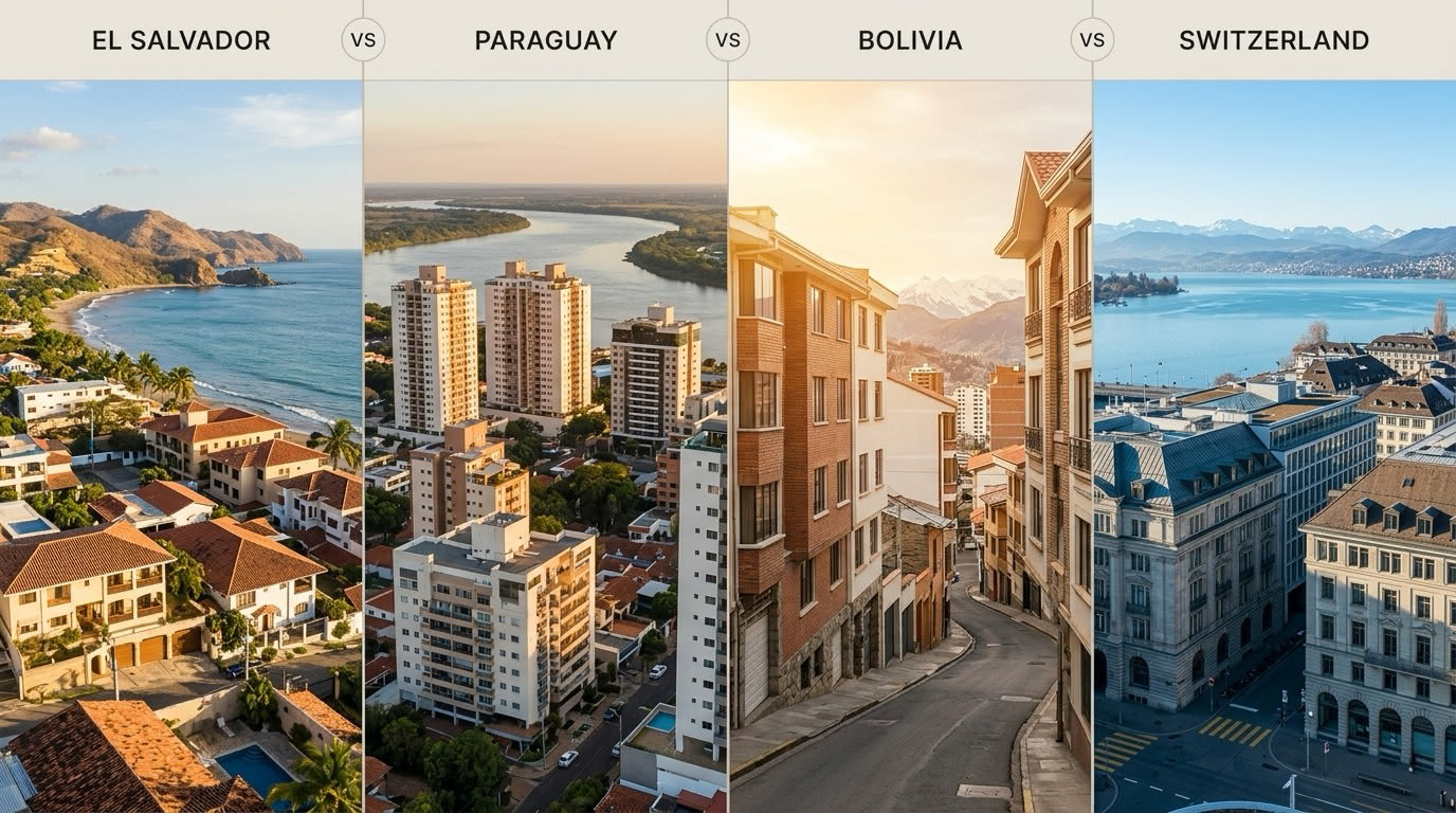 Bitcoin and crypto-friendly countries compared: El Salvador, Paraguay, Bolivia and Switzerland