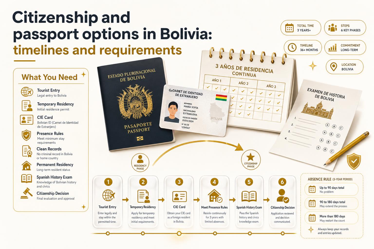 Infographic for Citizenship and passport options in Bolivia: timelines and requirements