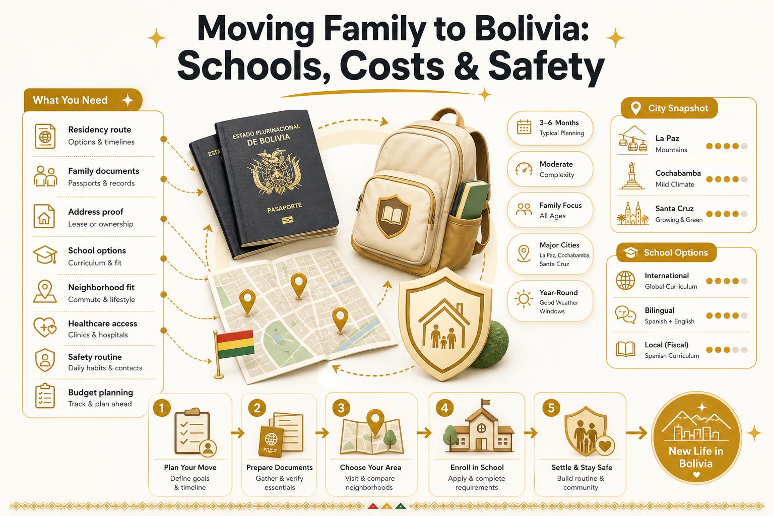 Infographic for Infographic: Moving Family to Bolivia: Schools, Costs & Safety