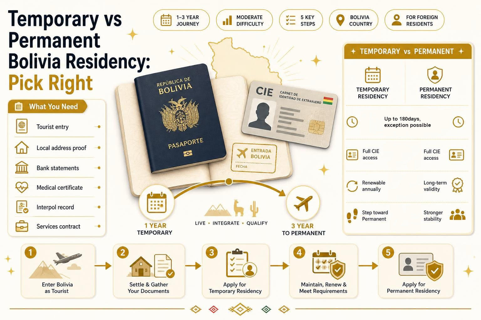 Infographic for Infographic: Temporary vs Permanent Bolivia Residency: Pick Right